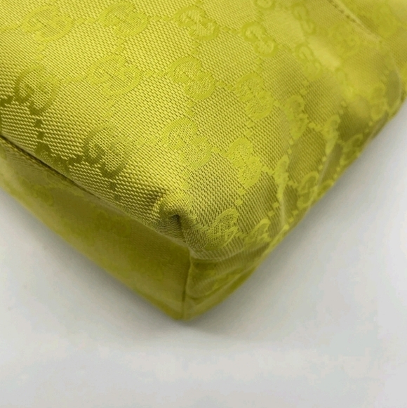 Gucci 🍋 GG Canvas Leather Jackie Yellow Green Shoulder Bag - Picture 9 of 16